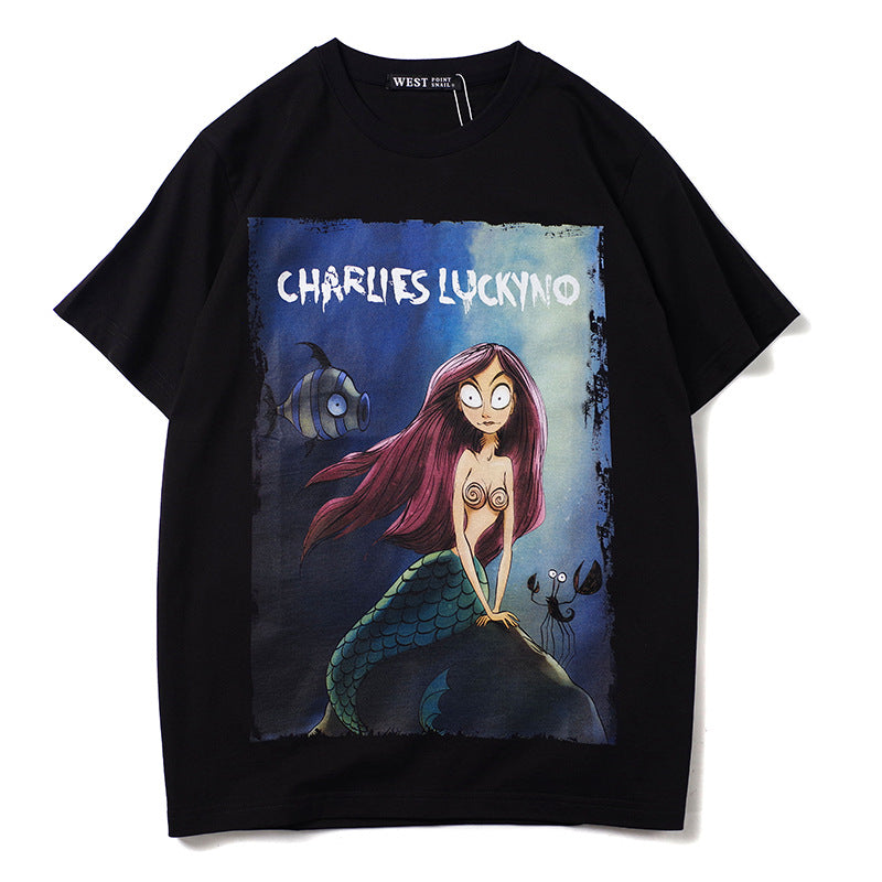 Charlie Luciano T Shirt Dark Fairy Tale Series Mermaid Cotton Loose