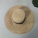 Straw Hat Sun-Proof Straw Hat Super Large Brim Flat Top Straw Sun Hat