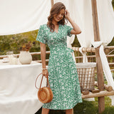 Beth Dutton Outfits Spring/Summer Floral Slimming Short Sleeve Dress