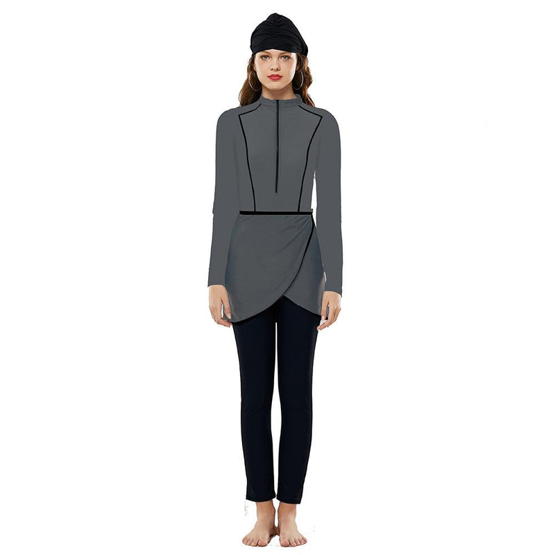 Burkini Muslim Swimwear Solid Color Fashion Swimsuit