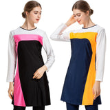 Burkini Muslim Swimwear Plus Size Color Matching Three-Piece Set Conservative Beachwear Women