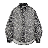 Transparent Shirt for Men Chrysanthemum Openwork Blouse