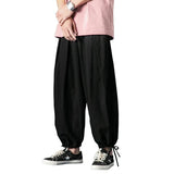 Linen Pants Straight Leg Pants Drawstring Lightweight Elastic Beach Pants Men's Loose Casual Summer