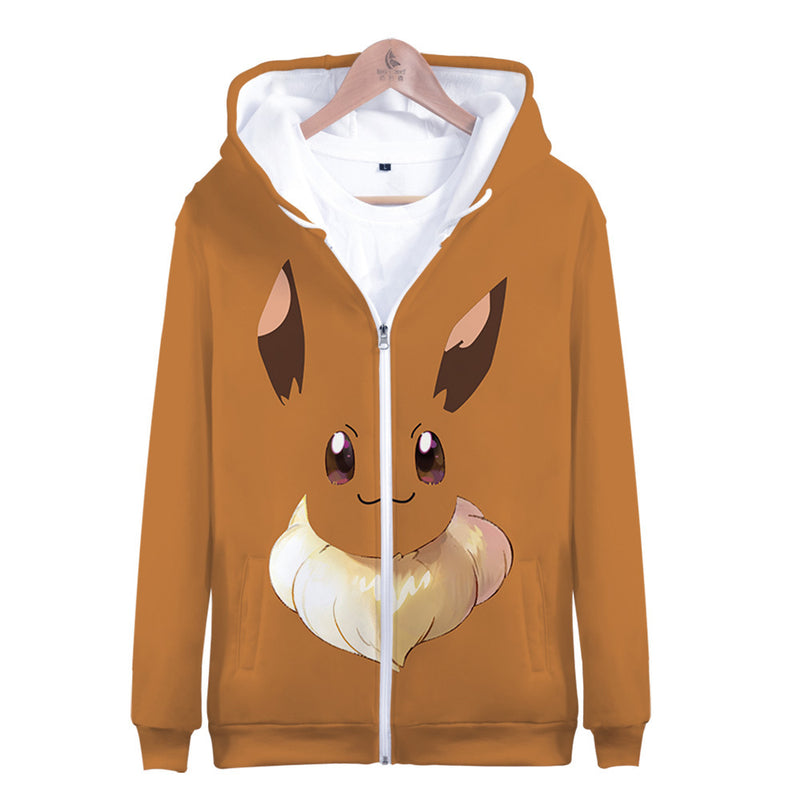 Men and Women Pokemon Pikachu Coat 3D Digital Printing Zipper Sweater Autumn