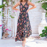 Women Bohemian Dress Little Daisy Slim-Fit Floral Midi Strap Dress