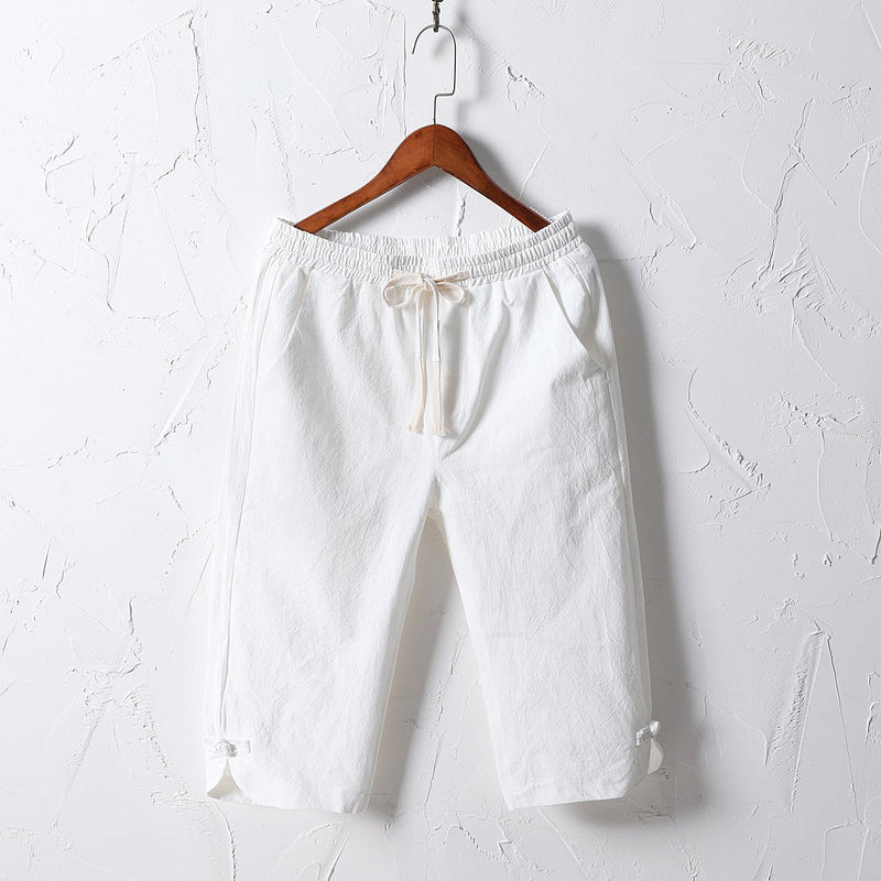 Linen Pants Straight Leg Pants Drawstring Lightweight Elastic Beach Pants Summer Men Casual Linen Pants Loose