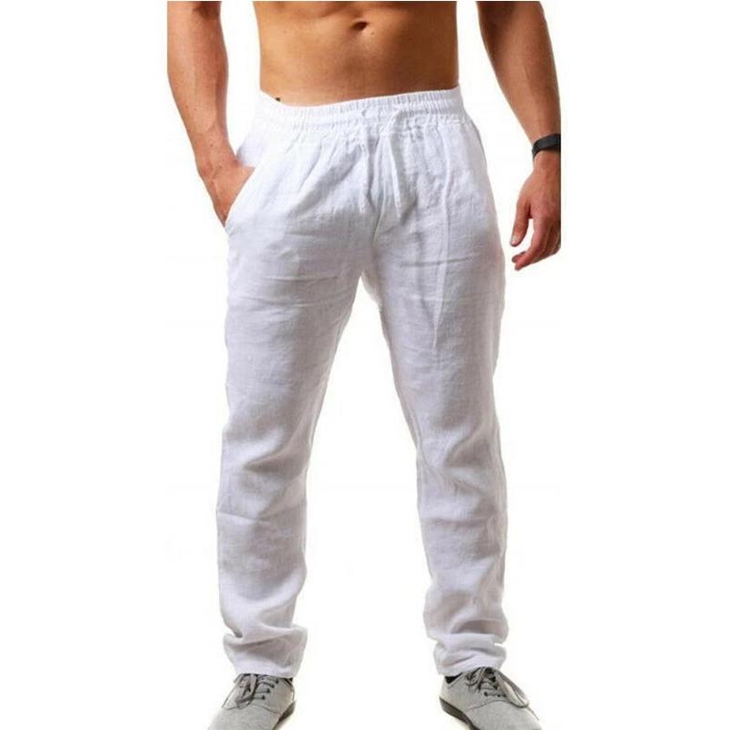 Linen Pants Straight Leg Pants Men's Casual Hip Hop Breathable Casual Sports Trousers