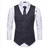 Tuxedo Vests Men Suit Vest Men's Autumn and Winter Double Breasted Waistcoat Men's Suit British Waistcoat