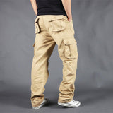 Baggy Cargo Pants for Men Spring and Autumn Casual Pants Multi-Pocket Cargo Pants Loose plus Size Spring and Fall Thick Section Cotton Trousers