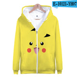 Men and Women Pokemon Pikachu Coat 3D Digital Printing Zipper Sweater Autumn