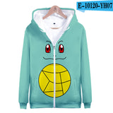 Men and Women Pokemon Pikachu Coat 3D Digital Printing Zipper Sweater Autumn