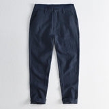 Linen Pants Straight Leg Pants Drawstring Lightweight Elastic Beach Pants Men's Spring Casual Pants Straight Breathable Long Pants