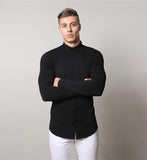 jogging shorts for men Slim Fit Muscle Gym Men Shorts Workout Long Sleeve Shirt Men's Slim-Fit Stretch Bottoming Shirt Running Training Shirt