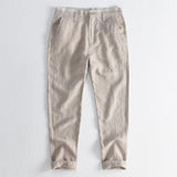Linen Pants Straight Leg Pants Drawstring Lightweight Elastic Beach Pants Men's Spring Casual Pants Straight Breathable Long Pants