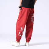 Linen Pants Straight Leg Pants Men's Summer plus Size Wide Legs Trousers