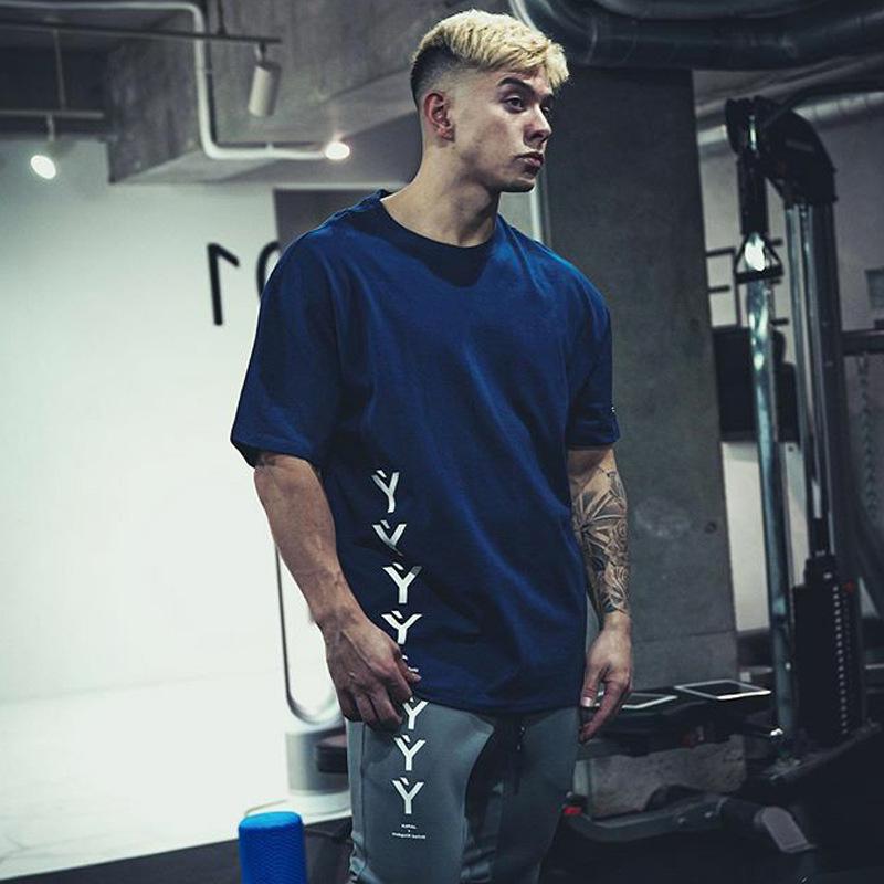 jogging shorts for men Slim Fit Muscle Gym Men Shorts Fitness Short Sleeve Sports Leisure Spring and Summer round Neck