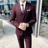 Seersucker Suit Men's Suit Plaid Suit Three-Piece Suit