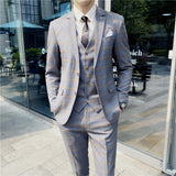 Seersucker Suit Men's Suit Plaid Suit Three-Piece Suit