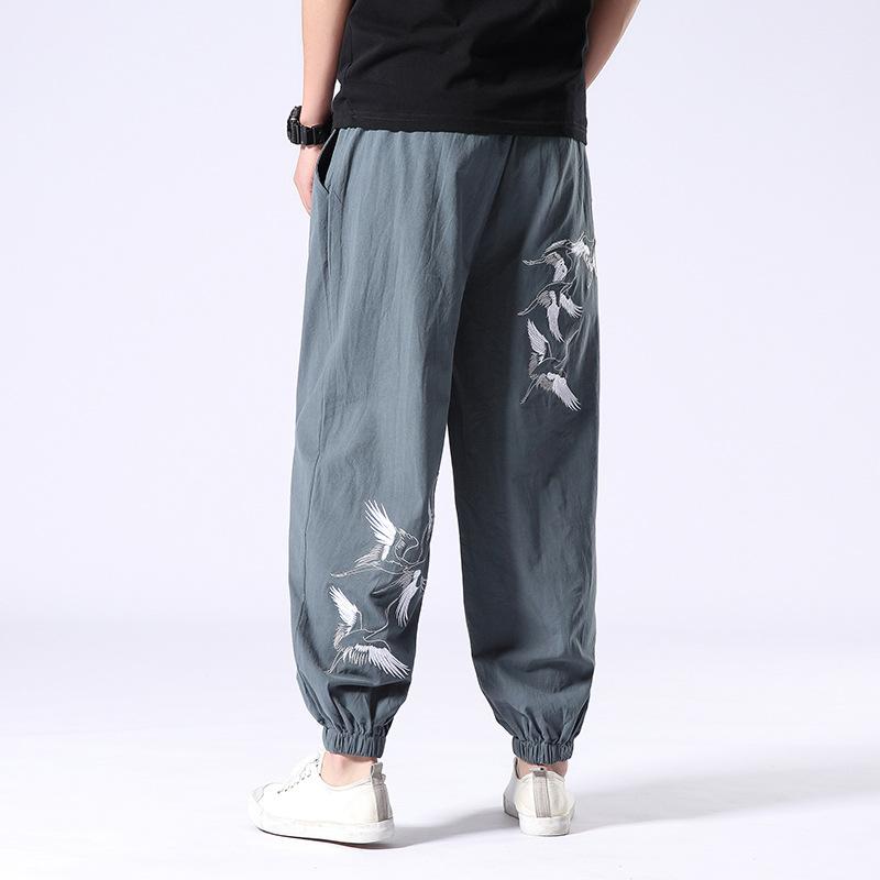 Linen Pants Straight Leg Pants Men's Summer plus Size Wide Legs Trousers