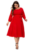 Women plus Size Dresses Spring and Summer Fashion Wave Edge Large Swing Dress