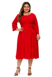 Women plus Size Dresses Spring and Summer Fashion Wave Edge Large Swing Dress