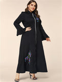 Women plus Size Dresses Embroidered Bell Sleeve Dress