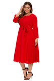 Women plus Size Dresses Spring and Summer Fashion Wave Edge Large Swing Dress