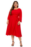 Women plus Size Dresses Spring and Summer Fashion Wave Edge Large Swing Dress