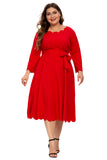 Women plus Size Dresses Spring and Summer Fashion Wave Edge Large Swing Dress