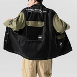 Denim Jacket Men's Hooded Stitching Printed Loose Top Men's Casual Jacket Men's Denim Jacket