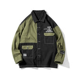 Denim Jacket Men's Hooded Stitching Printed Loose Top Men's Casual Jacket Men's Denim Jacket