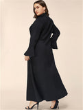 Women plus Size Dresses Embroidered Bell Sleeve Dress