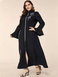 Women plus Size Dresses Embroidered Bell Sleeve Dress