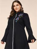 Women plus Size Dresses Embroidered Bell Sleeve Dress