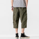 Men's Capris Pants below the Knee Shorts Summer Vintage Men's Pants Casual Loose Oversized Cargo Pants