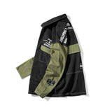 Denim Jacket Men's Hooded Stitching Printed Loose Top Men's Casual Jacket Men's Denim Jacket