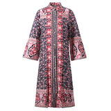 Beth Dutton Bohemian Dress Winter Autumn Midi Dresses Breasted Cardigan Printed Dress