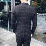 Seersucker Suit Suit Men 'S Slim Three-Piece Suit