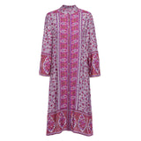 Beth Dutton Bohemian Dress Winter Autumn Midi Dresses Breasted Cardigan Printed Dress