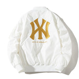 New York NYC Varsity Jacket Embroidered Baseball Uniform Thin Stand Collar Hooded Jacket
