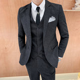 Seersucker Suit Men's Suit Slim Striped Suit Three-Piece Suit