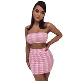 Women Top & Skirt 2 Piece Set Summer Sheath Skirt Casual Suit