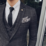 Seersucker Suit Suit Men 'S Slim Three-Piece Suit
