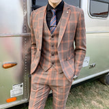 Seersucker Suit Plaid Suit Wedding Groomsman Suit