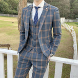 Seersucker Suit Plaid Suit Wedding Groomsman Suit