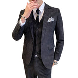 Seersucker Suit Men's Suit Slim Striped Suit Three-Piece Suit