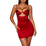 Dakota Johnson Red Mini Dress Sexy Hollow-out Camisole Sheath