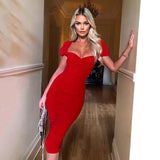 Dakota Johnson Red Mini Dress Solid Color Bubble Backless