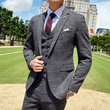 Seersucker Suit Men's Suit Plaid Three-Piece Suit