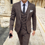 Seersucker Suit Men's Suit Plaid Three-Piece Suit
